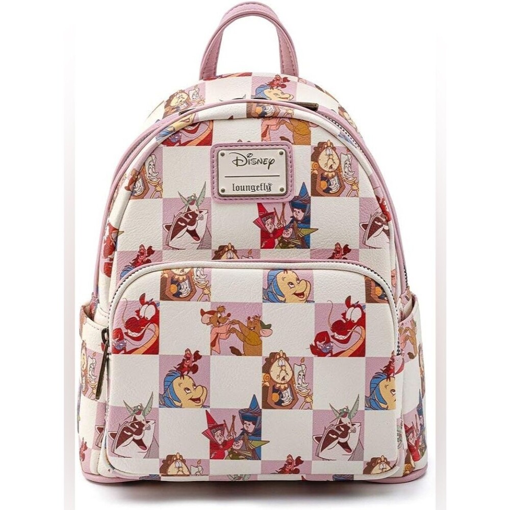 Loungefly x Disney Princess Sidekicks Rose Checker Allover Print Mini Backpack